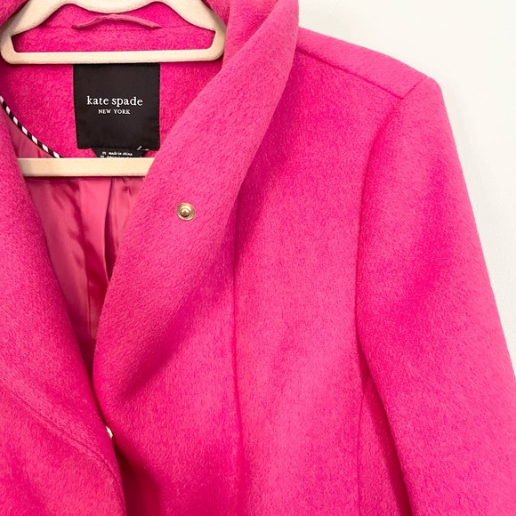 KATE SPADE New York Pink Wool Blend Stand Collar Over Coat Jacket Medium NWT - Picture 6 of 9